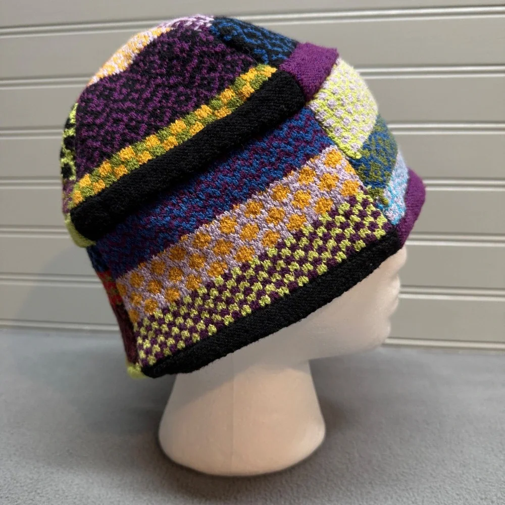 Solmate Socks Multi‎ Color Knit Patchwork Bucket Hat OS Boho Recycled Cotton